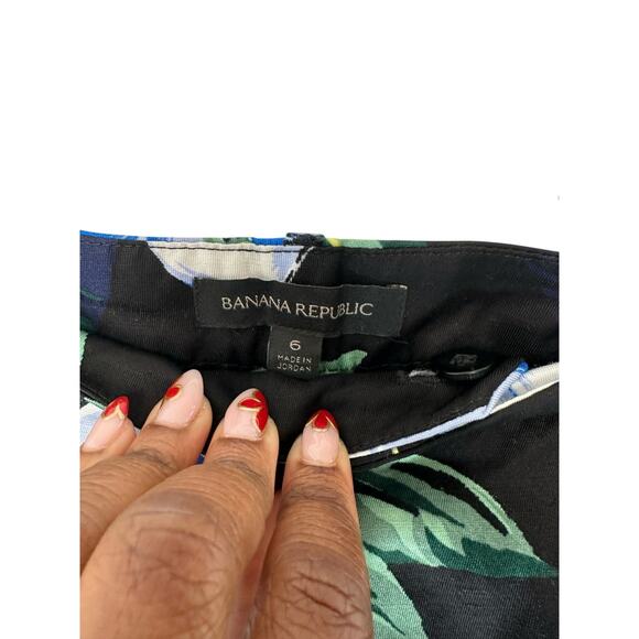 Banana Republic Blue Floral Print Office Work Career Avery Trouser Pants Size 6 - Picture 2 of 12